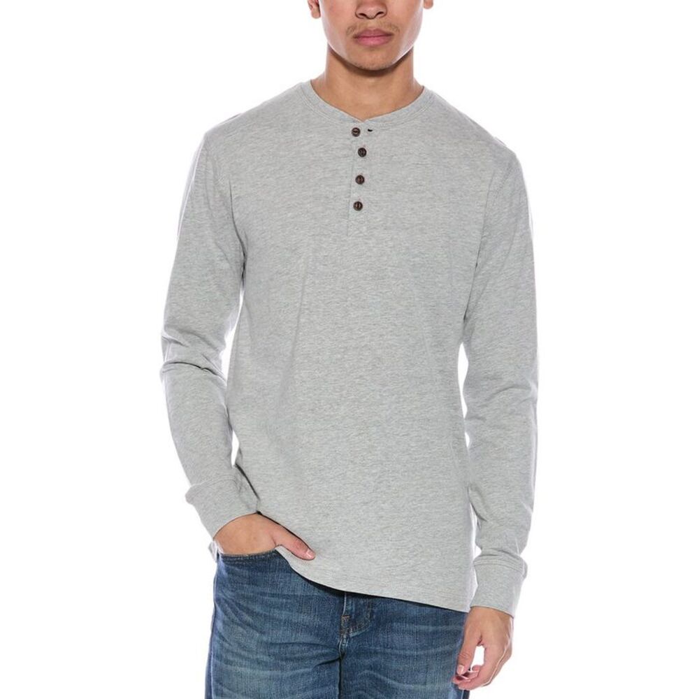 Weatherproof Vintage Mens  Replenishment Brushed Jersey Henley, Grey